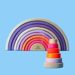 Grimm's Rainbow Neon Pink 10 Piece + Small Conical Tower Neon Pink