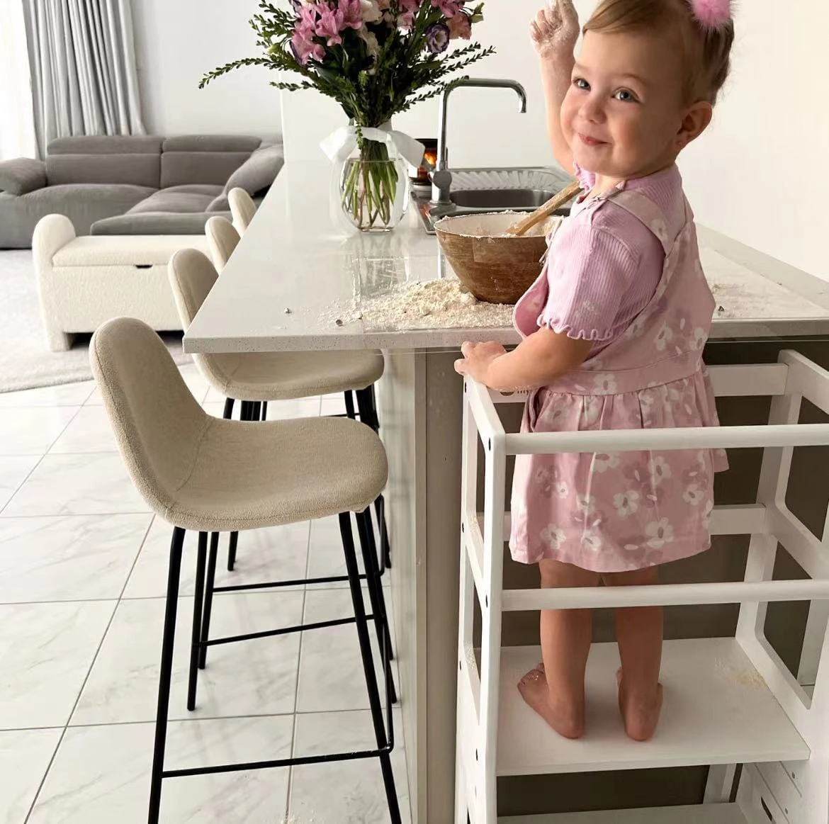 My Duckling Adjustable Learning Tower With Stool -White 11 My Duckling Adjustable Learning Tower With Stool -White - Image 9