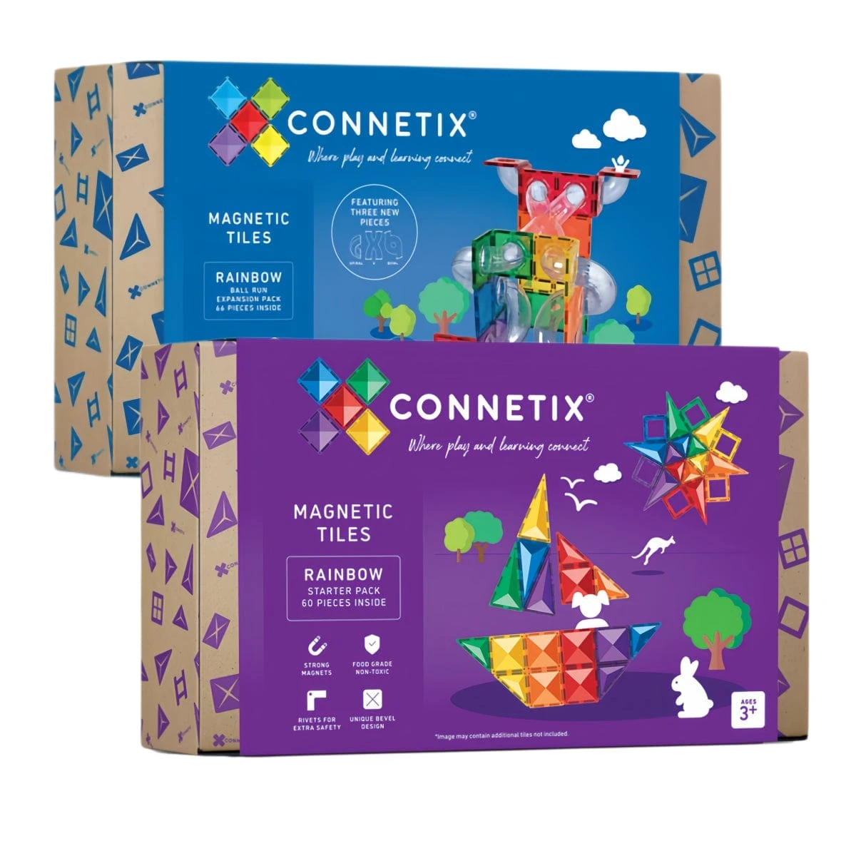 Connetix Tiles 126 Piece Starter Rainbow Ball Run Bundle 3 Connetix Tiles 126 Piece Starter Rainbow Ball Run Bundle