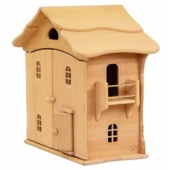 Drewart Doll House With Doors Natural Roof