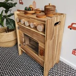 QToys Natural Wooden Stove -Toypark Sales QToysNaturalWoodenStove 2 1
